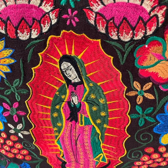 Mexican Embroidered Tote Bag, embroidered tote, Our lady of Guadalupe Tote - Picture 7 of 8